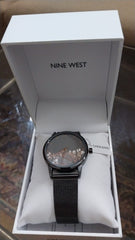 Nine West Black Watch with Elegant Floral Dial Design